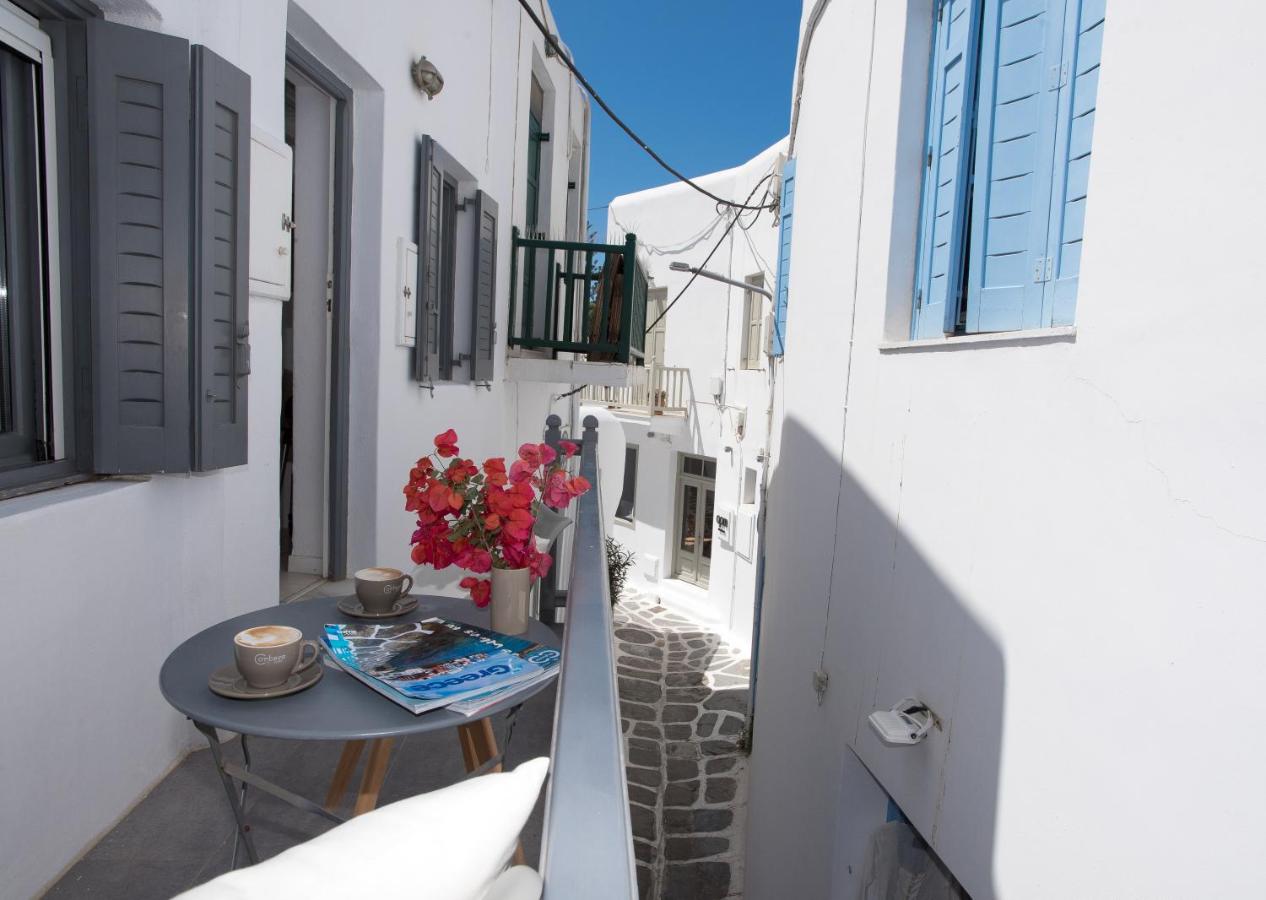 De appartementen van Alessios Houses bevinden zich in typisch Cycladische huisjes in Chora