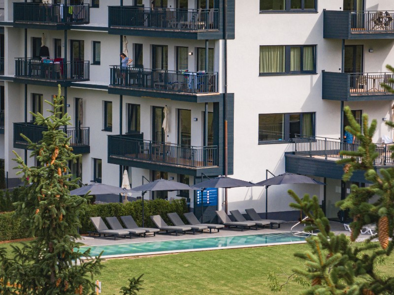Het appartementengebouw waar je een luxe gezinsappartement kunt boeken in Salzburgerland, Oostenrijk