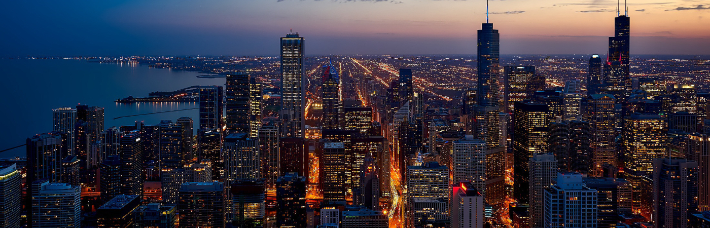 De skyline van de Amerikaanse stad Chicago