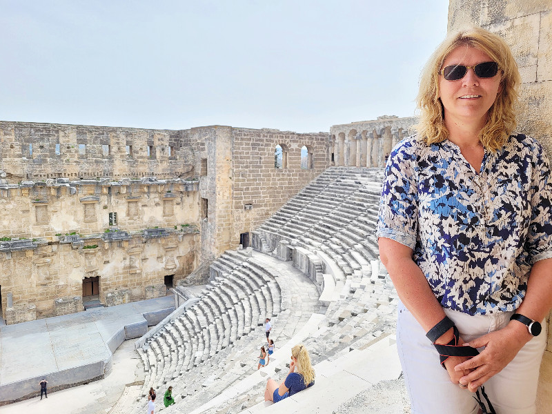 Sabine in het Aspendos theater