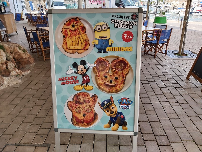 cartoon pizza voor de kids
