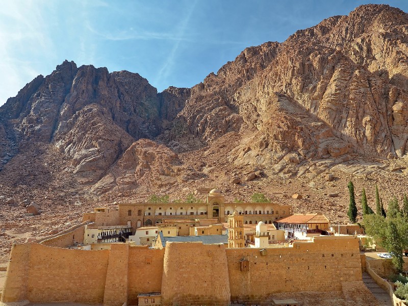 het Catharina klooster ind e Sinaï woestijn in Egypte