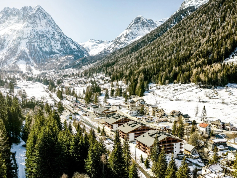Het prachtig gelegen skiresort van Dormio Les Portes du Mont Blanc