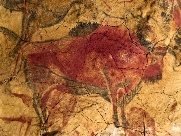 Beroemde tekening van een bizon in de grot van Altamira