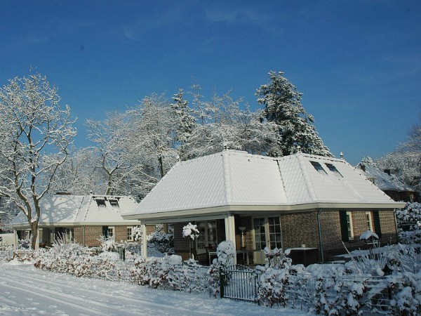 Vakantiehuisjes op de Veluwe in de sneeuw