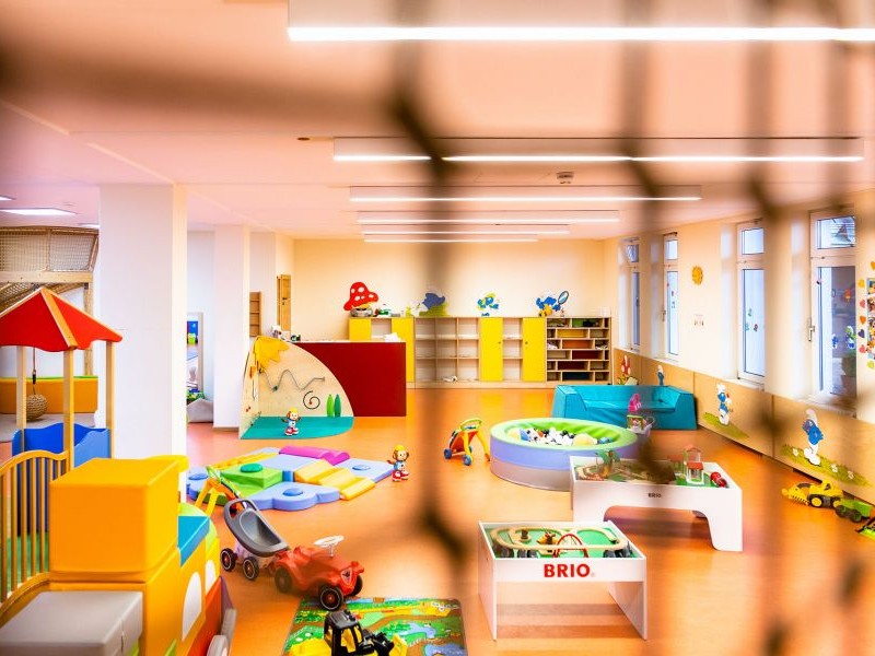 De speelkamer voor kleintjes in Kinderhotel Oberjoch