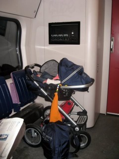 Met een kinderwagen in de trein