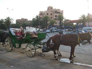 We nemen de paardenkoets in Marrakech