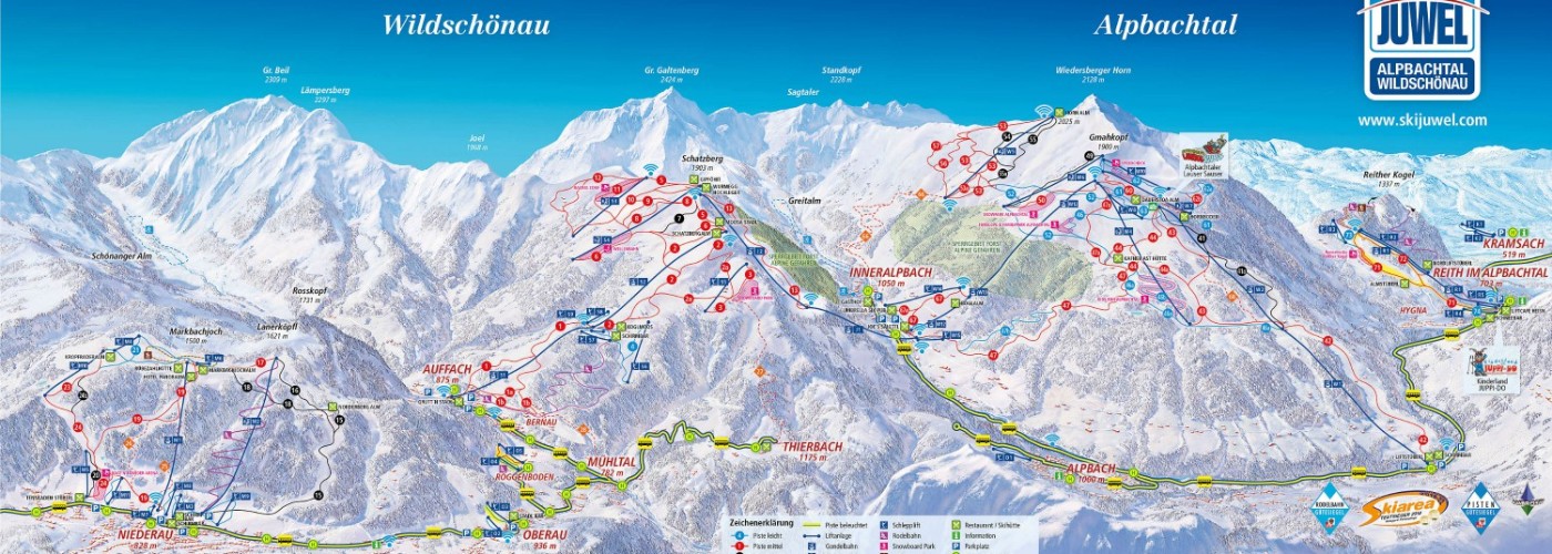 De pistekaart van de Ski Juwel in Oostenrijk