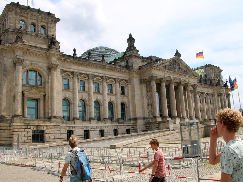 De Rijksdag in Berlijn, met bovenop de koepel