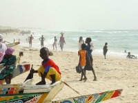 Op het strand van Saint Louis Senegal