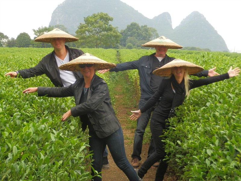 Gezin in de theeplantages in China