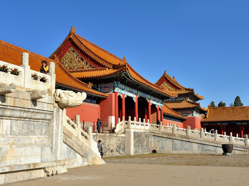 Prachtige gebouwen en pleinen in de Verboden Stad, Beijing, China