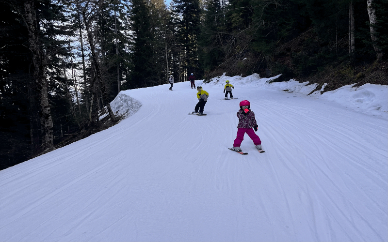 Skiën tussen de bomen in Scheffau