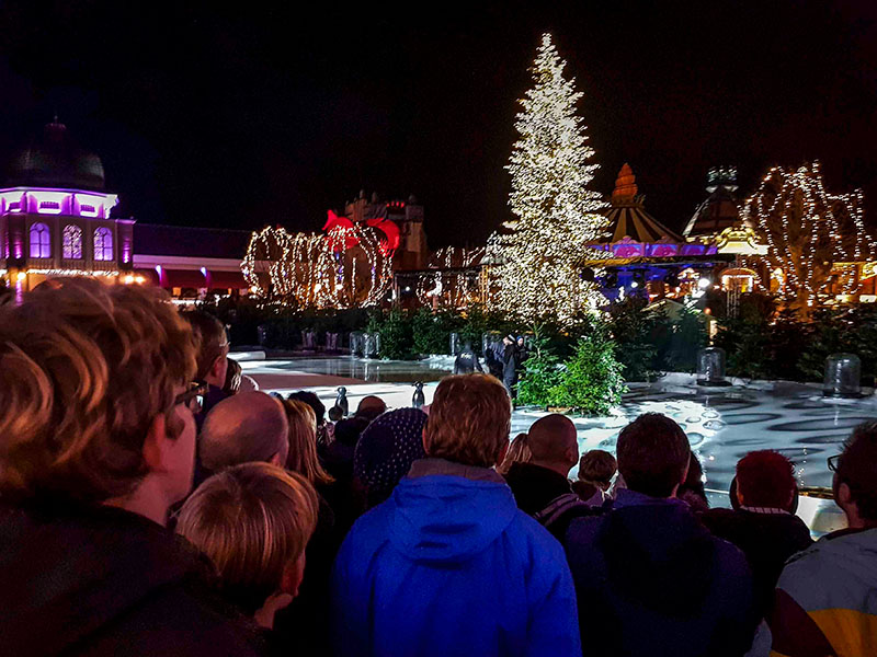 De mooie verlichtte kerstboom bij Wintertraum