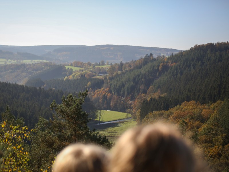 Uitzicht over de glooiende heuvels van de Ardennen in de herfst