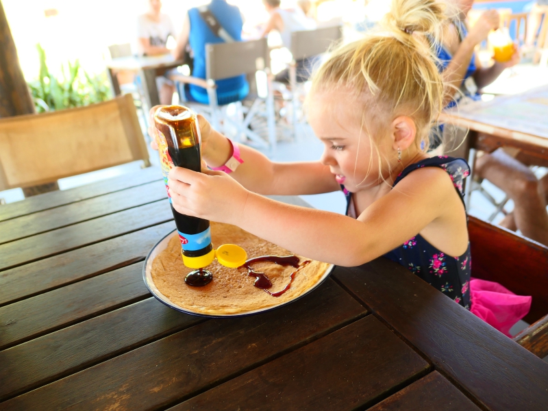 Jammie, pannenkoeken bij Porto Mari