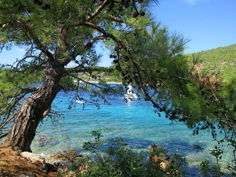 Een helderblauwe baai bij Bodrum