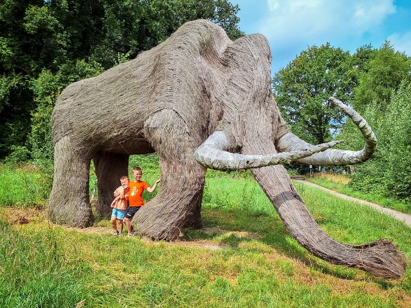 Een mammoet in het museum nabij de camping
