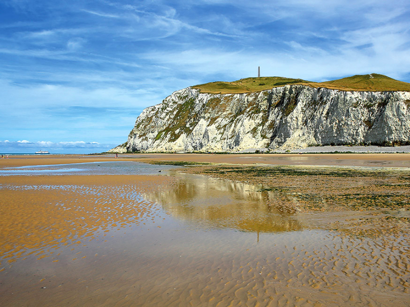 Zandstranden en krijtrotsen aan de Opaalkust