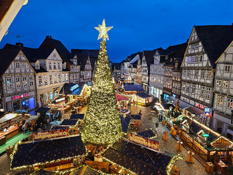 Kerstmarkt in Celle, uitzicht vanuit het reuzenrad