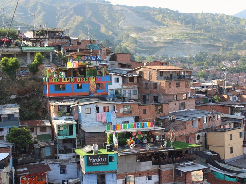 De wijk Comuna 13 in Medellin