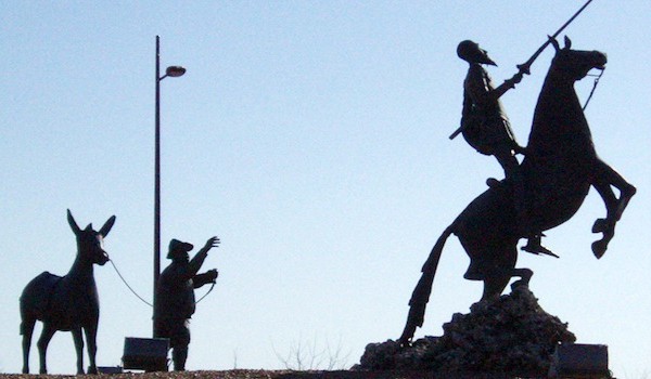 Don Quijote en zijn hulpje Sancho Panza