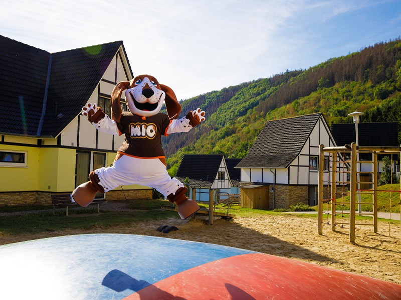 Mio op de airtrampoline van Eifeler Tor