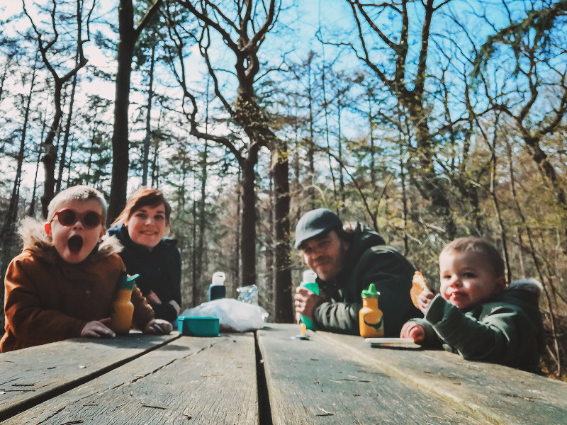 Picknick met het gezin in het Elfbergenbos
