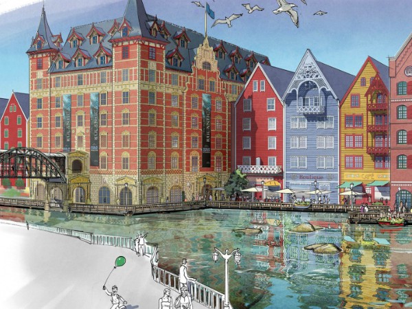 Tekening van het te bouwen Hotel Krønåsar