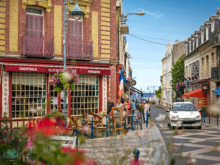 De badplaats Villers sur Mer aan de Normandische Cote de Fleurie