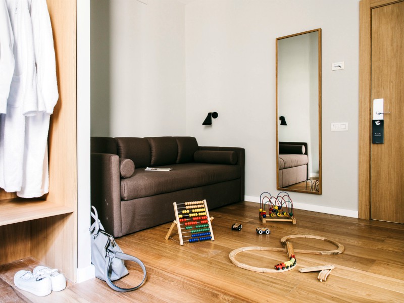 Ruimte om te spelen op de kamer bij Hotel Regina