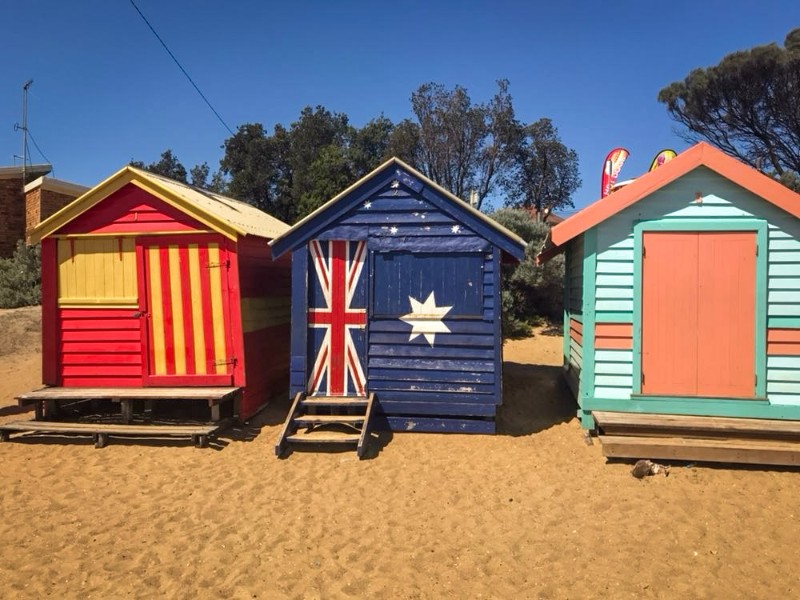 Huisjes op het strand van Melbourne