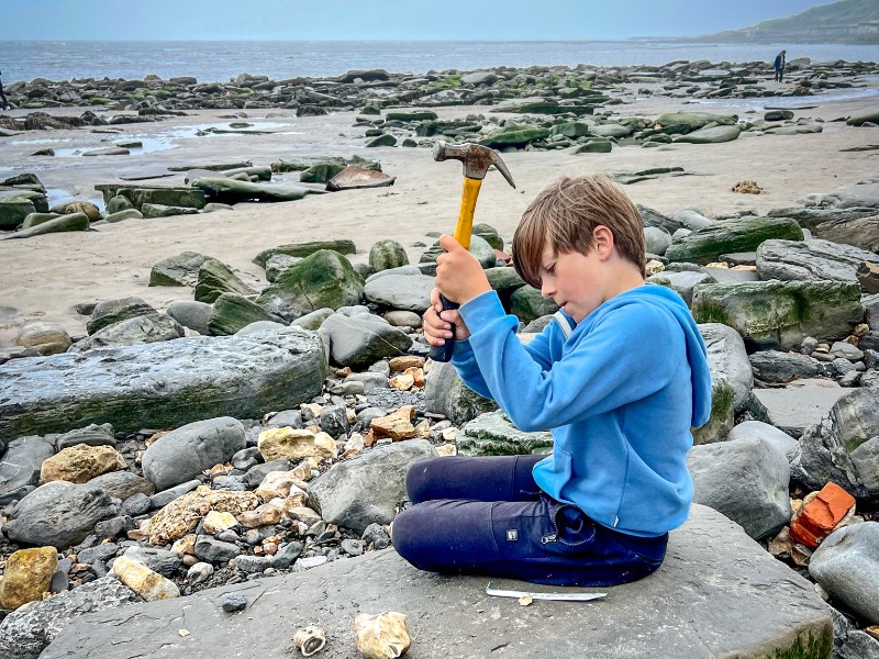Op jacht naar fossielen aan de Jurrasic Coast nabij landal Barton Pines