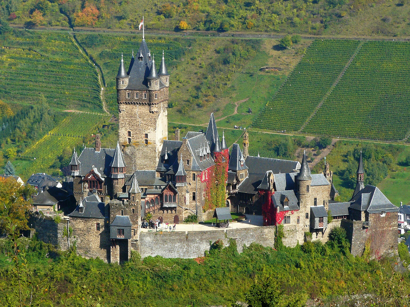 Het kasteel van Cochem van iets dichterbij bekeken