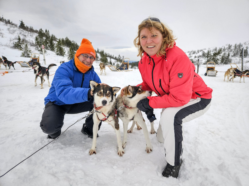 We knuffelen nog even met de honden