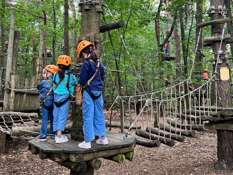 Kleine kinderen beklimmen het Pico Parcours in Klimrijk
