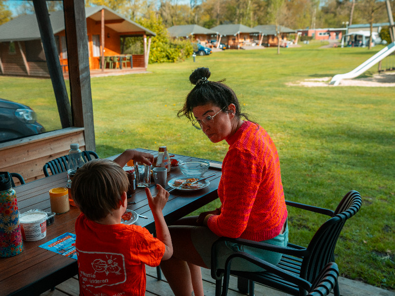 Fijn terras bij de lodge bij Krieghuusbelten