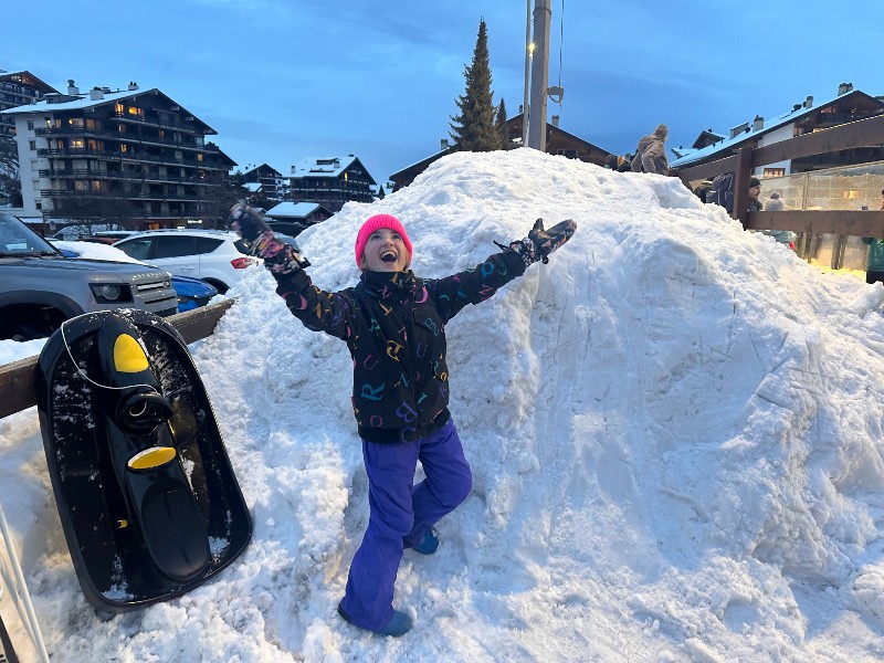 Bobbie heeft nog even in de sneeuw gespeeld
