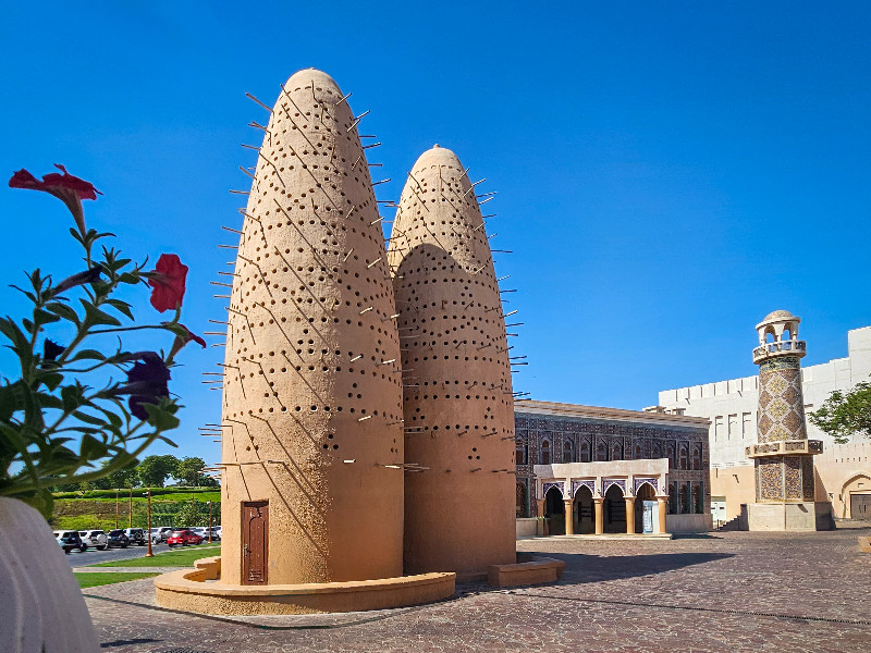 De blauwe moskee in de cultural village in Qatar