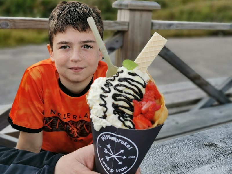 Bijna zonde om op te eten. Natuurlijk toch gedaan en deze wafel was echt smikkelen!