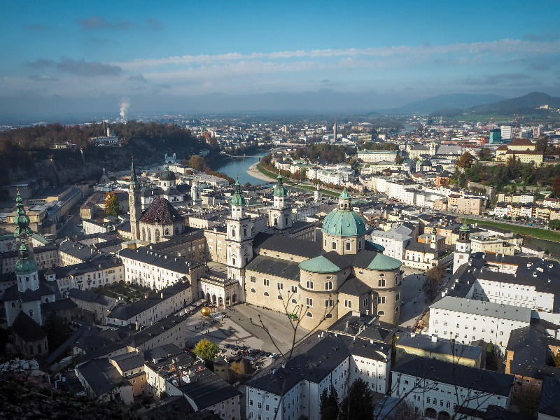 Uitzicht over Salzburg vanaf Fort Hohensalzburg