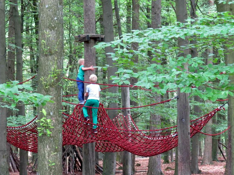 Leuke klimtoestellen in het speelbos