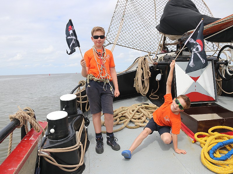 Piratentocht op de Waddenzee met zeilschip de Spes Mea