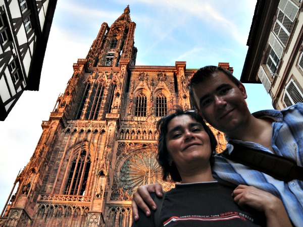 Voor de kathedraal van Straatsburg