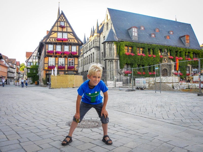 Tycho op het marktplein in Quedlinburg