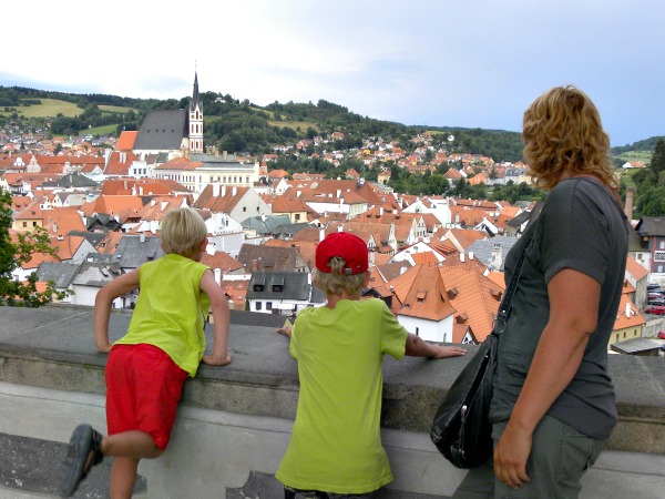 We kijken uit over het prachtige stadje Cesky Krumlov