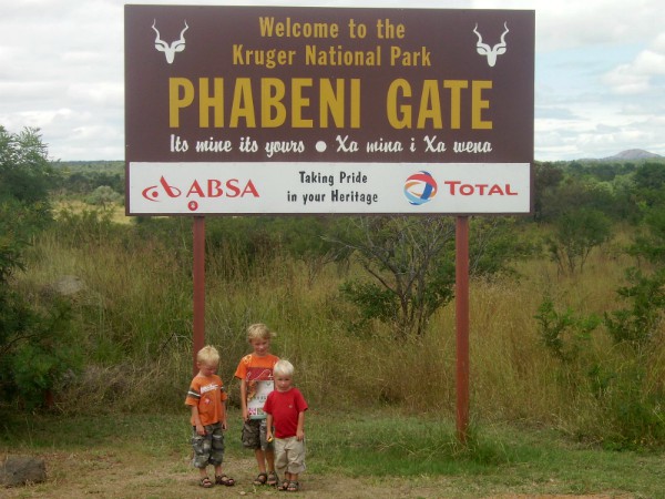 Welkomsbord bij de ingang van Kruger National Park